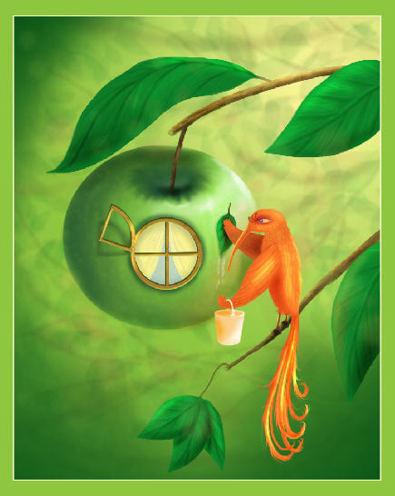 готовый рисунок домик из яблока