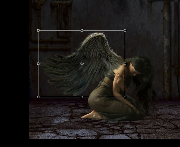 Реалистичная сцена с падшим ангелом в Фотошопе