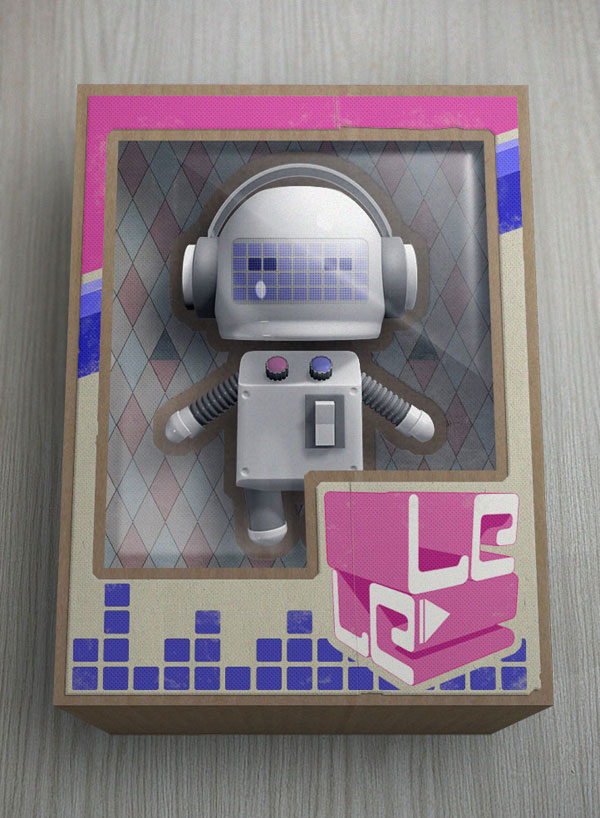 Картонная коробка с игрушечным роботом